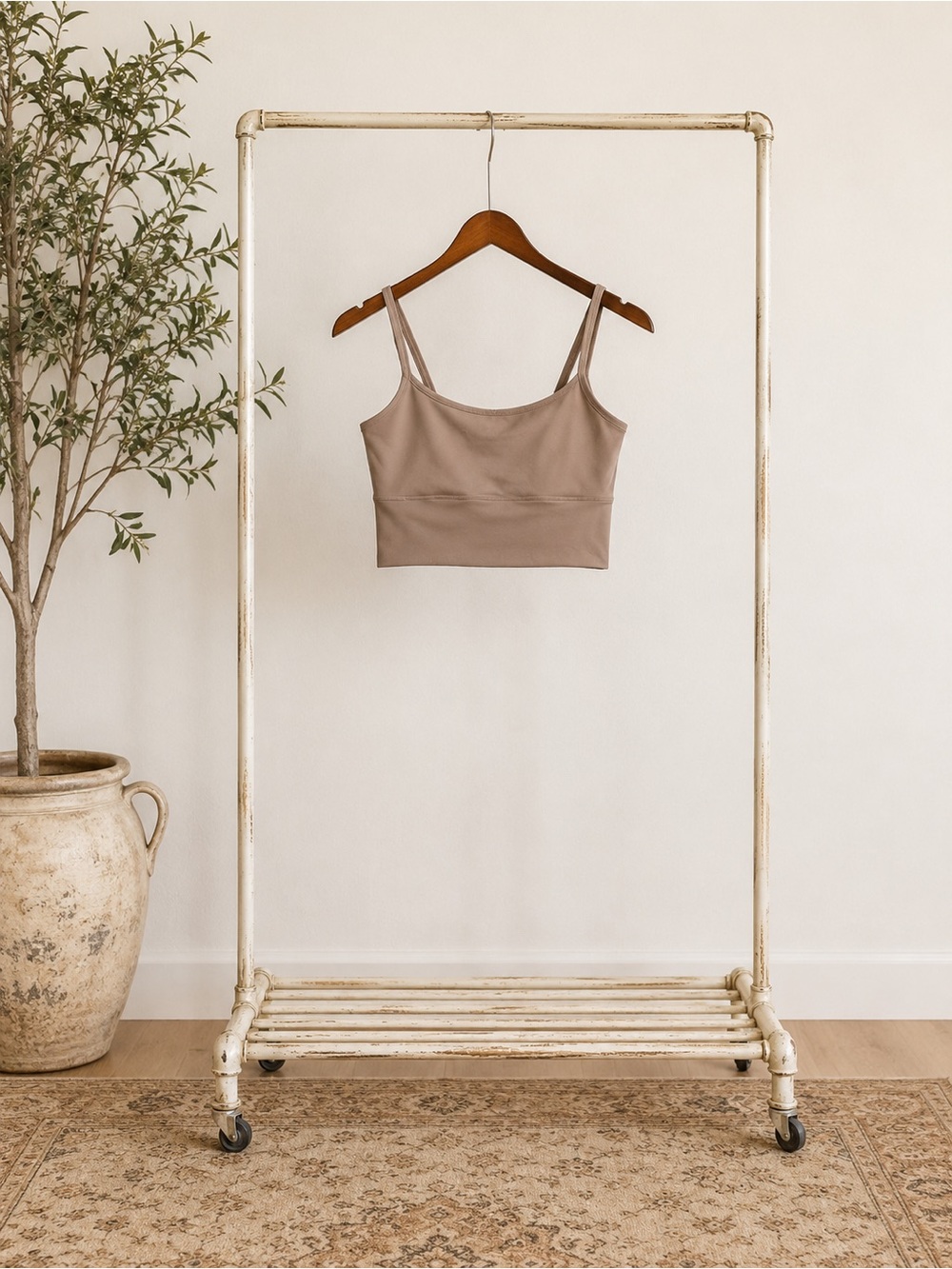 Sleeveless Seamless Crop Brami in Taupe SMALL